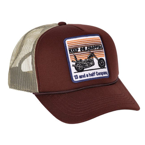 13 1/2 Keep On Chopping trucker cap brown/khaki 13 AND A HALF COMPANY MOTOVEIKALS 21