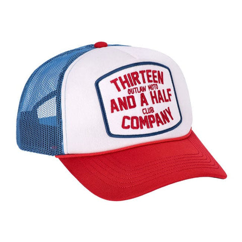 13 1/2 Outlaw Club trucker cap blue/red 13 AND A HALF COMPANY MOTOVEIKALS 21