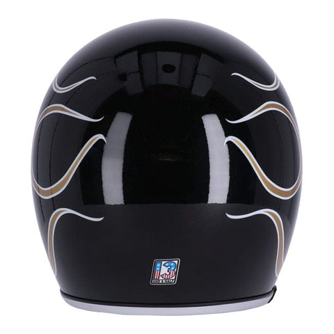 13 1/2 Skull bucket helmet flames gold 13 AND A HALF COMPANY MOTOVEIKALS 21
