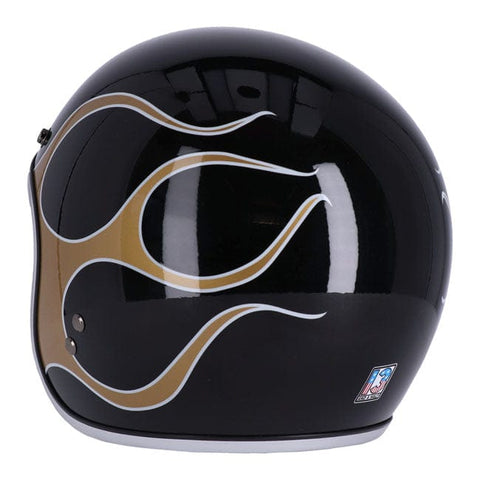 13 1/2 Skull bucket helmet flames gold 13 AND A HALF COMPANY MOTOVEIKALS 21