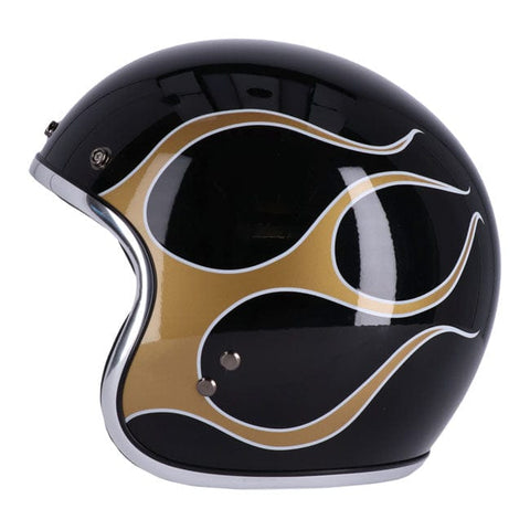 13 1/2 Skull bucket helmet flames gold 13 AND A HALF COMPANY MOTOVEIKALS 21