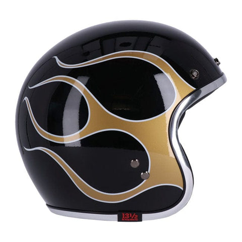 13 1/2 Skull bucket helmet flames gold 13 AND A HALF COMPANY MOTOVEIKALS 21
