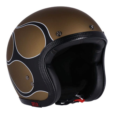 13 1/2 Skull bucket helmet flames matt gold 13 AND A HALF COMPANY MOTOVEIKALS 21