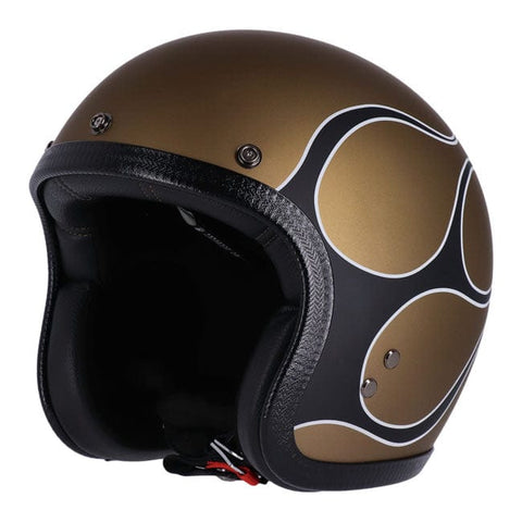 13 1/2 Skull bucket helmet flames matt gold 13 AND A HALF COMPANY MOTOVEIKALS 21