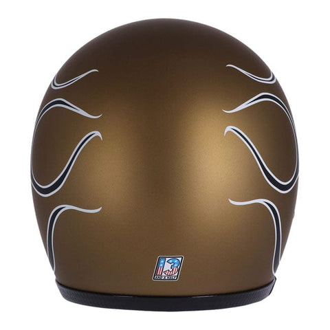 13 1/2 Skull bucket helmet flames matt gold 13 AND A HALF COMPANY MOTOVEIKALS 21