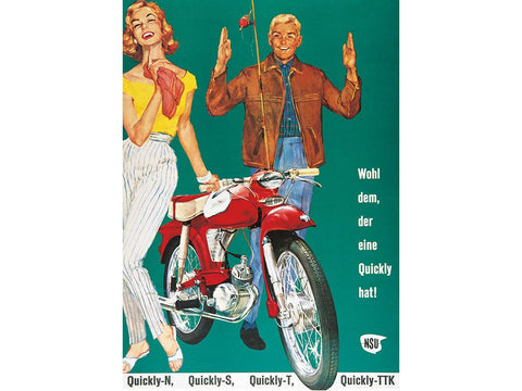 Advertising poster NSU Quick 42cm 29cm for Quickly N, S, T, TTK DIVERSE / IMPORT MOTOVEIKALS 21