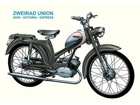 Advertising poster reprint 29cm 42cm for Zweirad Union Type 110, DKW Victoria Express 110 DIVERSE / IMPORT MOTOVEIKALS 21