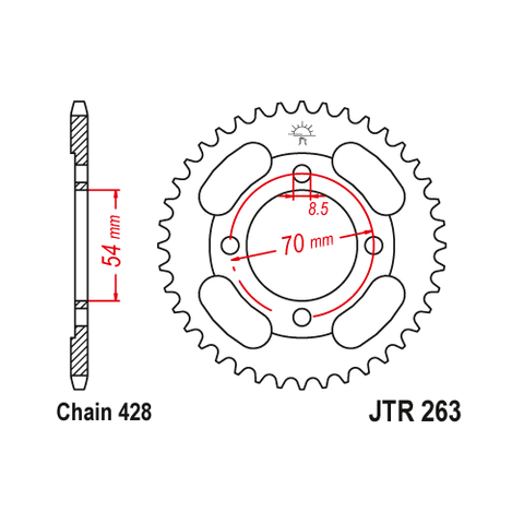 Aizmugures zobrats JT / 428 / 42z / JTR263.42 JT SPROCKETS MOTOVEIKALS 21