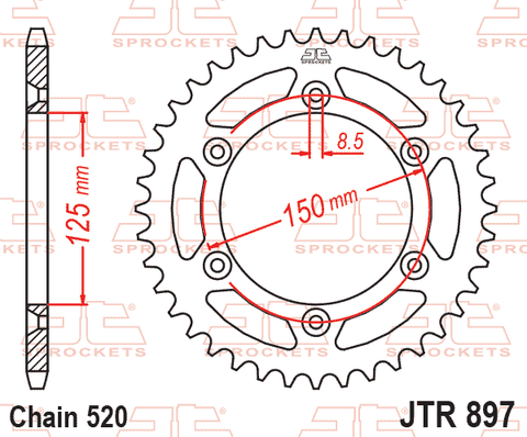 Aizmugures zobrats JT / 520 / 44z / JTR897.44 JT SPROCKETS MOTOVEIKALS 21