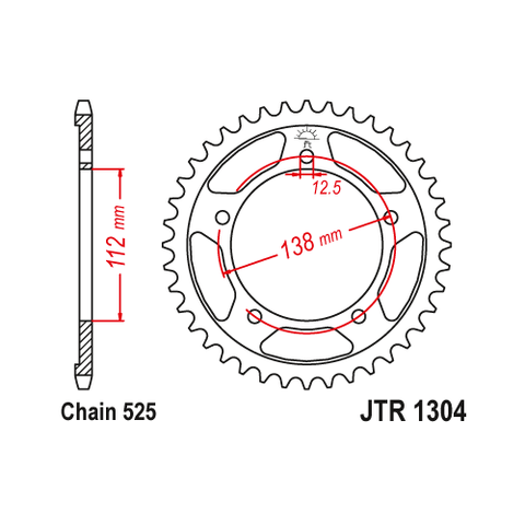 Aizmugures zobrats JT / 525 / 43z / JTR1304.43 JT SPROCKETS MOTOVEIKALS 21