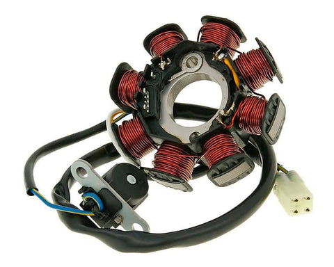 Alternator stator 4-pole for Kymco Super9 LC, Agility 2T, Like 2T, Grand Dink, People, Yager 50 101 OCTANE MOTOVEIKALS 21