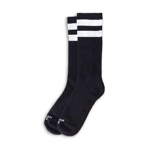 American Socks Mid high Back In Black I double white striped AMERICAN SOCKS MOTOVEIKALS 21
