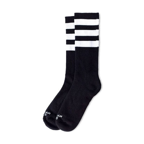 American Socks Mid high Back In Black II triple white stripe AMERICAN SOCKS MOTOVEIKALS 21