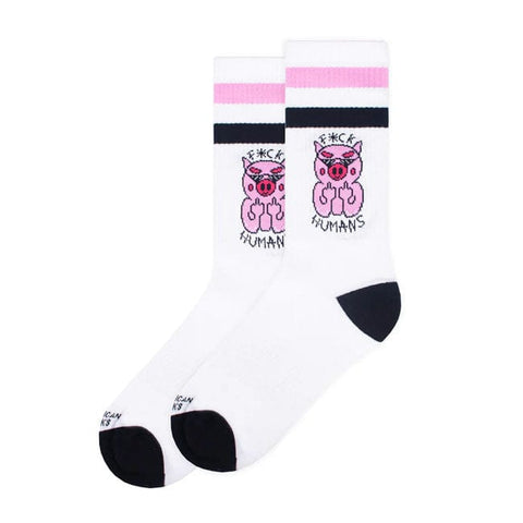 American socks Mid High F*ck Humans socks pink/black stripes AMERICAN SOCKS MOTOVEIKALS 21