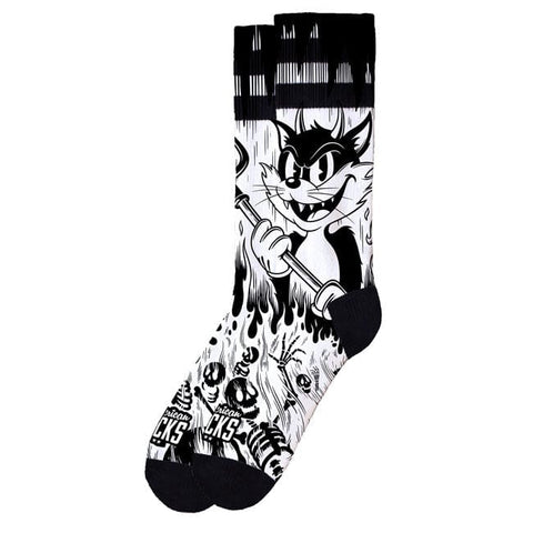 American socks Signature Evil Cat socks white AMERICAN SOCKS MOTOVEIKALS 21