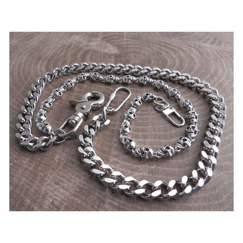 Amigaz Pewter Skull & Cut Leash Double Wallet Chain AMIGAZ MOTOVEIKALS 21