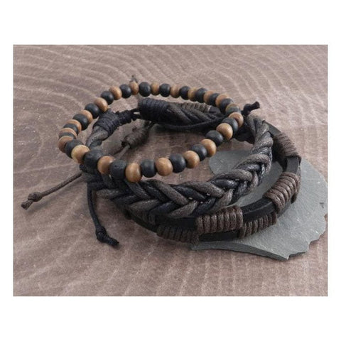 Amigaz Rope Sliders & Wood Bead bracelet brown AMIGAZ MOTOVEIKALS 21