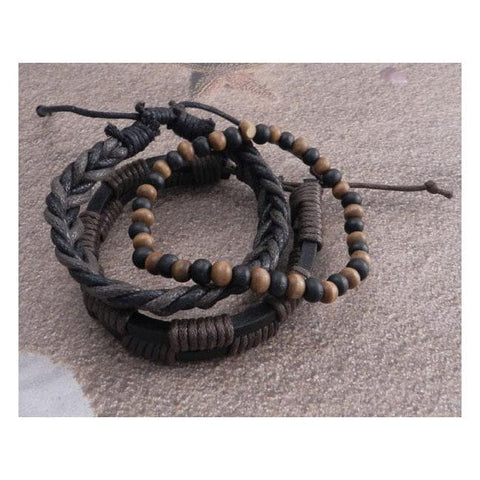 Amigaz Rope Sliders & Wood Bead bracelet brown AMIGAZ MOTOVEIKALS 21