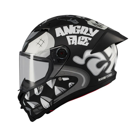 AXXIS ķivere FENIX ANGRY FACE B2 matt black / white AXXIS MOTOVEIKALS 21