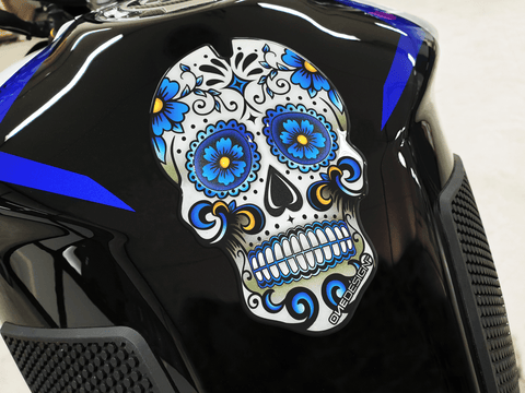 Bākas uzlīme ONEDESIGN blue skull ONEDESIGN MOTOVEIKALS 21