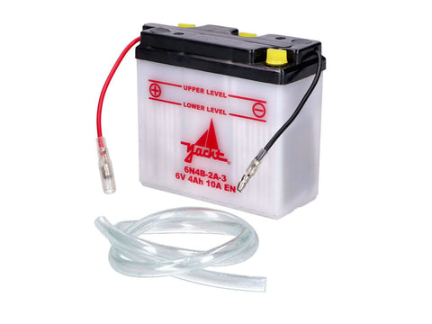 Battery 6N4B-2A-3 6V 4Ah for Yamaha DT 50 MX RD Mokick KKR, Simson KR51, Suzuki TS 50 X DIVERSE / IMPORT MOTOVEIKALS 21