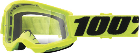 Bērnu motokrosa brilles 100% Strata 2 Junior Fluo Yellow Clear Lens 100% MOTOVEIKALS 21