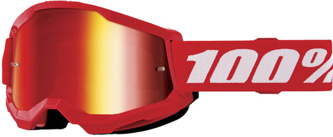 Bērnu motokrosa brilles 100% Strata 2 Junior Red Mirror Red Lens 100% MOTOVEIKALS 21