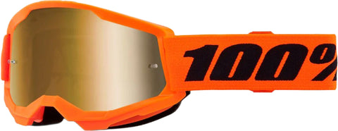 Bērnu motokrosa (MX) brilles 100% Strata 2 Junior Neon orange - mirror true gold lens 100% MOTOVEIKALS 21