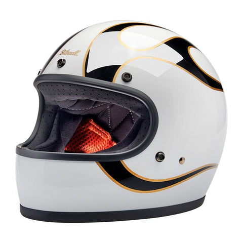 Biltwell Gringo helmet gloss white/black flames BILTWELL MOTOVEIKALS 21