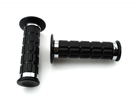 Black rubber grip set with chrome rings for Simson S50 51 70 53 83 SR50 80 DIVERSE / IMPORT MOTOVEIKALS 21
