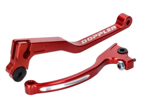 brake and clutch lever set Doppler CNC red for Rieju MRT 2018- Euro4 DOPPLER MOTOVEIKALS 21