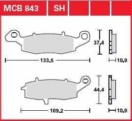 Brake Pad Sinter Rear Street TRW TRW MOTOVEIKALS 21