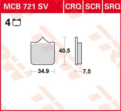 Brake Pad Trw Mcb721Crq TRW TRW MOTOVEIKALS 21