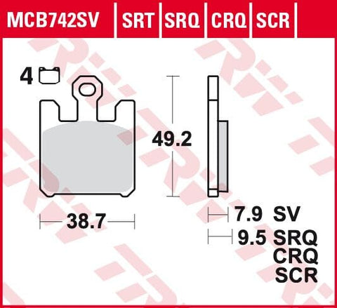 Brake Pads Sinter Track TRW TRW MOTOVEIKALS 21