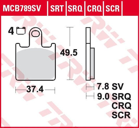 Brake Pads Sinter Track TRW TRW MOTOVEIKALS 21