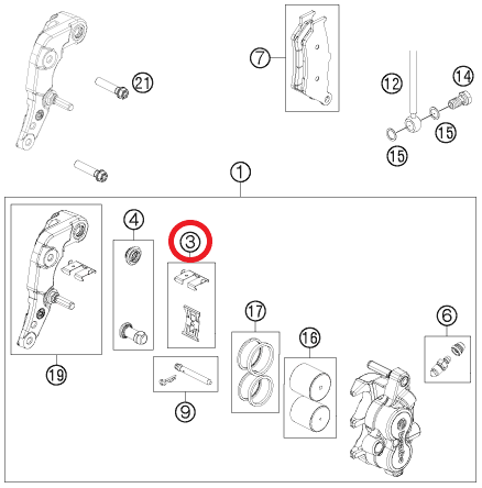 Bremžu kluču atsperu komplekts KTM OEM: 60013018000 KTM OEM MOTOVEIKALS 21
