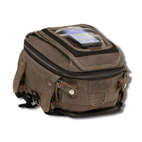 Burly Voyager tank/tail bag waxed canvas dark oak BURLY MOTOVEIKALS 21