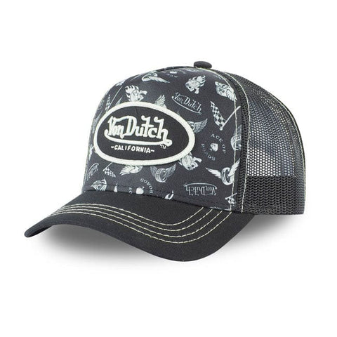 Cepure VON DUTCH graphic design white / black One Size VON DUTCH MOTOVEIKALS 21