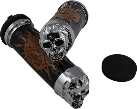 Chr Skull Grip W/Pln Eyes DRAG SPECIALTIES DRAG SPECIALTIES MOTOVEIKALS 21