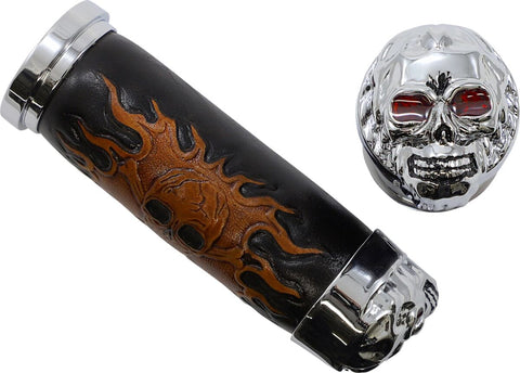 Chr Skull Grip W/Red Eyes DRAG SPECIALTIES DRAG SPECIALTIES MOTOVEIKALS 21