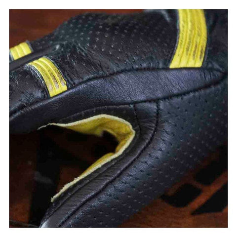 Cimdi ādas - CITY RETRO BLACK/YELLOW S BY CITY MOTOVEIKALS 21