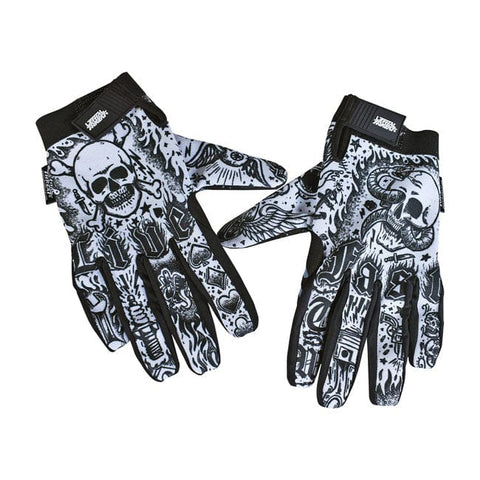 Cimdi LETHAL THREAT TATTOO BLK/WHT 2XL LETHAL THREAT MOTOVEIKALS 21