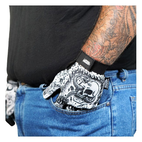 Cimdi LETHAL THREAT TATTOO BLK/WHT 2XL LETHAL THREAT MOTOVEIKALS 21