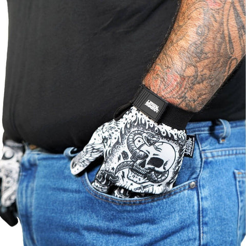 Cimdi LETHAL THREAT TATTOO BLK/WHT M LETHAL THREAT MOTOVEIKALS 21