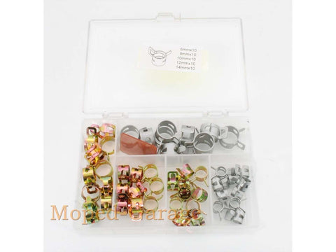 Clamps assortment 50 pieces 6mm 8mm 10mm 12mm 14mm for Zündapp, Kreidler, Hercules, Puch moped, moped, mokick DIVERSE / IMPORT MOTOVEIKALS 21