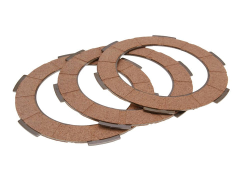 clutch disc set / clutch friction plate set Ferodo 3 pcs for Vespa 50, 90, 125 Primavera, ET3 FERODO MOTOVEIKALS 21