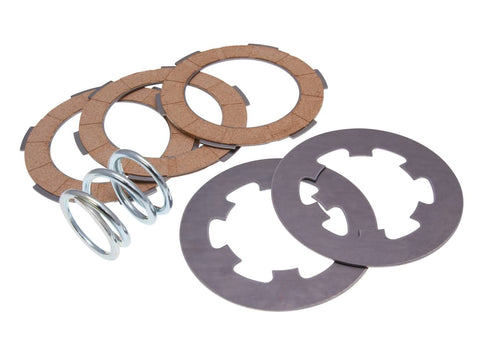 clutch disc set, cork and steel clutch friction plates incl. spring Ferodo for Vespa 50, 90, 125 Primavera, ET3 FERODO MOTOVEIKALS 21
