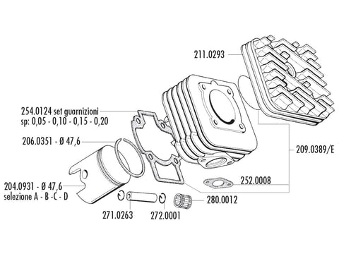 cylinder head Polini aluminum 70cc for Piaggio AC POLINI MOTOVEIKALS 21
