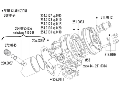 cylinder head Polini racing Big Evolution 94cc 52mm for Piaggio LC POLINI MOTOVEIKALS 21