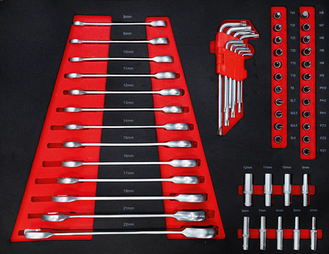 Darbnīcas ratiņi / 6 atvilktnes / ar sānu skapīti / ar 158 instrumentiem BGS TECHNIC MOTOVEIKALS 21